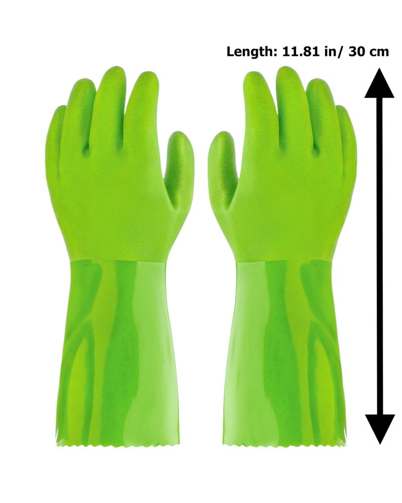 Kitchen-Star Ultimate Rubber Household PVC Gloves with Comfortable Cotton Lining, Anti-Slip surface, Kitchen Dishwashing, Extra Thickness, Kitchen Cleaning, Working, Painting, Pet Care (Medium, Green) - Image 3